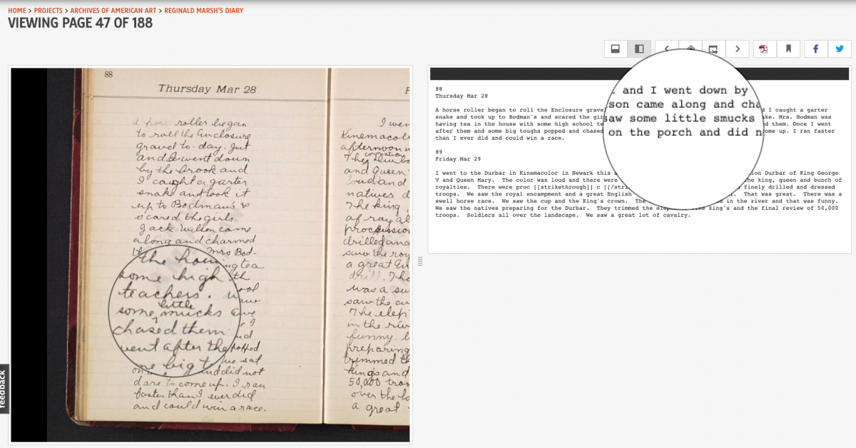 Screenshot of a transcription page demonstrating how to transcribe text insertions.